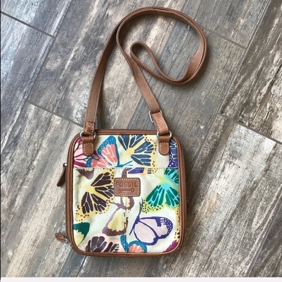 FOSSIL adjustable multi pocket iPad crossbody purse bag - Picture 9 of 10